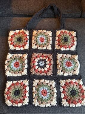 Handcrafted Crochet Granny Square Tote Bag in Multicolor